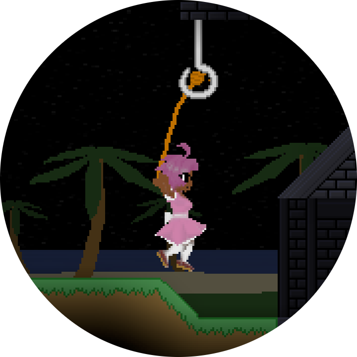 Puzzle platforming with a whip
